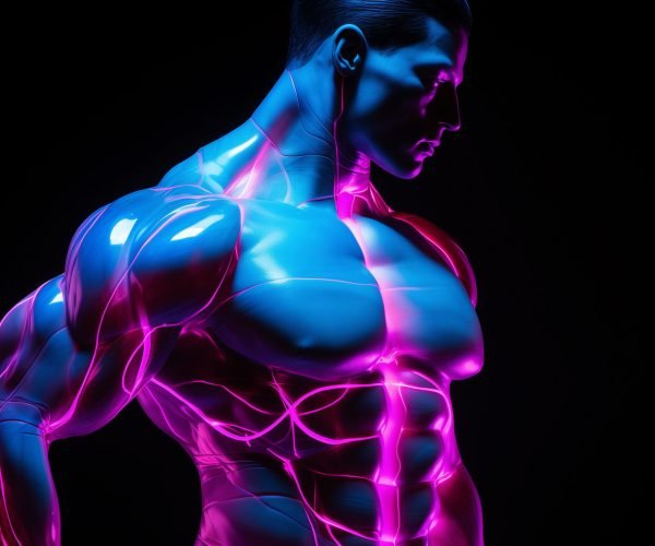 muscular man, Neon light, neon, hologram, realism, realistic color 3d sculpture, neon body, futuristic cloths, neon backlight, --ar 16:9 --stylize 50 --v 5.2 Job ID: d3d86d22-a50f-4b37-a0f8-68a9ec32588d